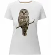 Жіноча преміум футболка Сова на гілці Білий фото