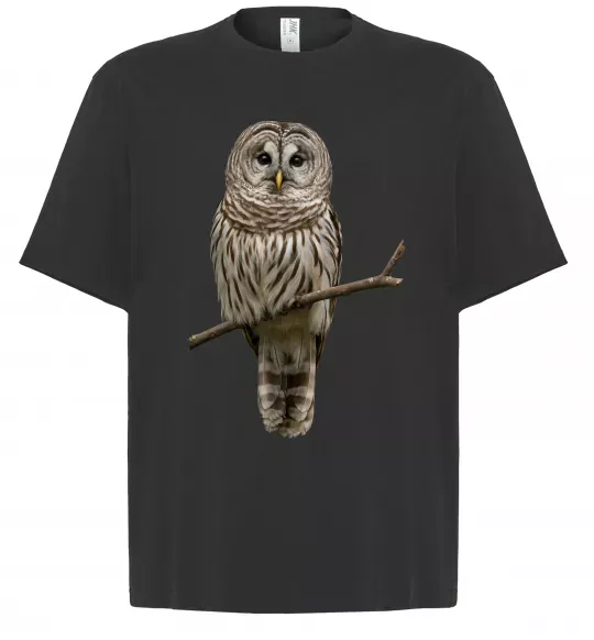 Футболка Оверсайз Сова на гілці Черный фото
