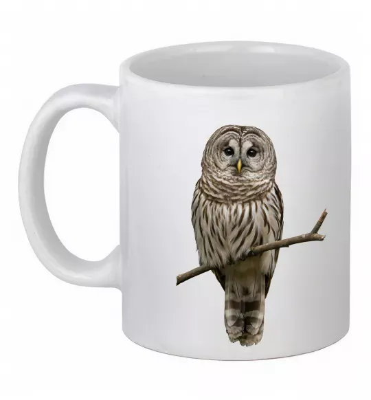 Чашка керамічна Сова на гілці Білий фото