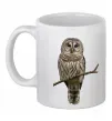 Чашка керамічна Сова на гілці Білий фото
