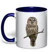 Чашка с цветной ручкой Сова на гілці Глубокий темно-синий фото