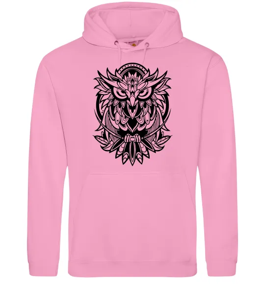 Женская толстовка (худи) Сова орнамент Розовый фото