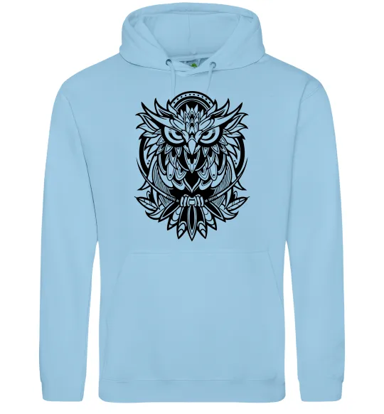 Женская толстовка (худи) Сова орнамент Голубой фото