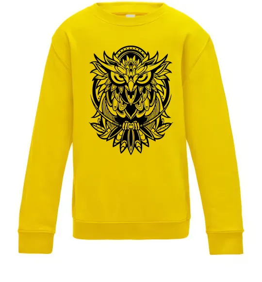 Детский Свитшот Сова орнамент Солнечно желтый фото