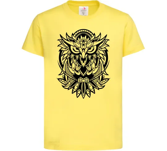 Дитяча футболка Сова орнамент Лимонний фото