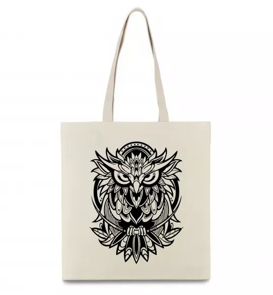 Еко-сумка Сова орнамент Бежевий фото