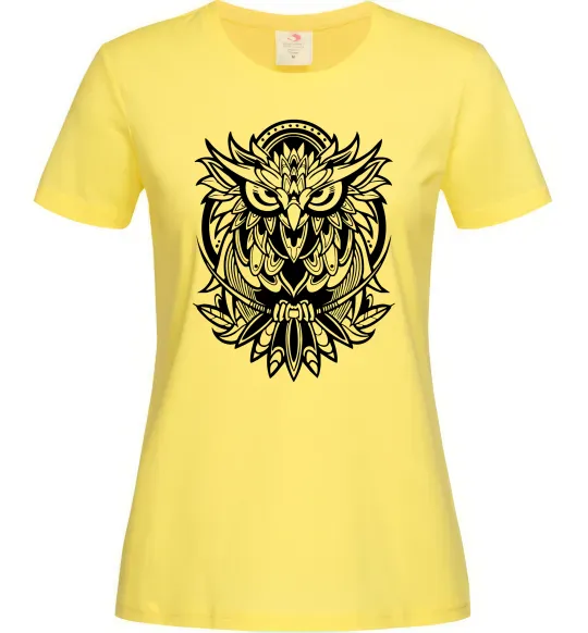 Жіноча футболка Сова орнамент Лимонний фото
