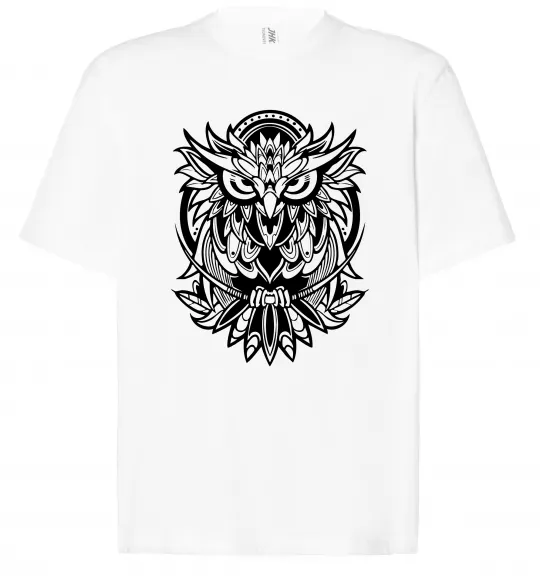Футболка Оверсайз Сова орнамент Білий фото