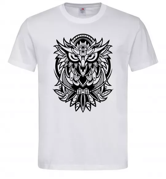 Мужская футболка Сова орнамент Белый фото