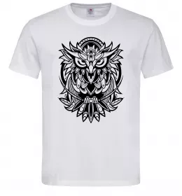 Мужская футболка Сова орнамент Белый фото