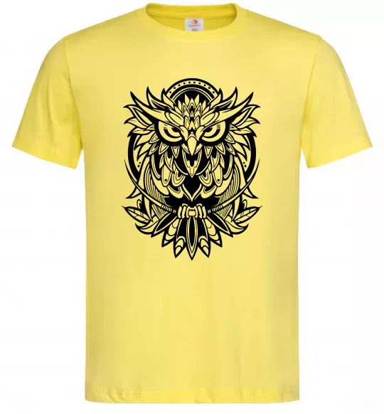 Мужская футболка Сова орнамент Лимонный фото