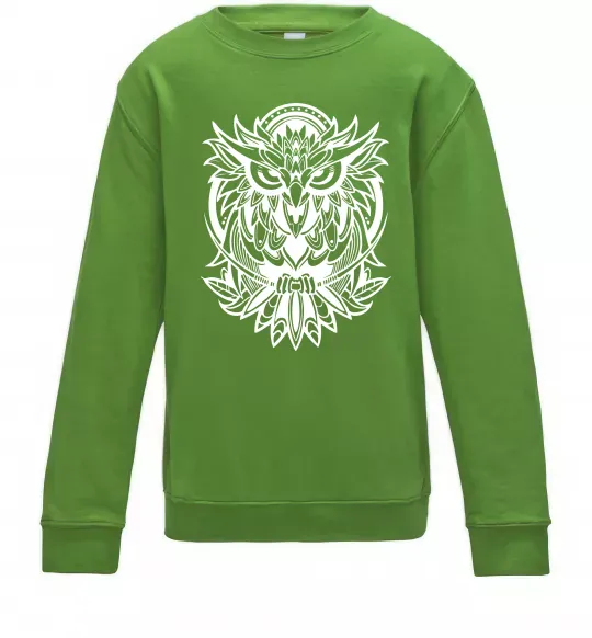 Детский Свитшот Сова орнамент Лаймовый фото