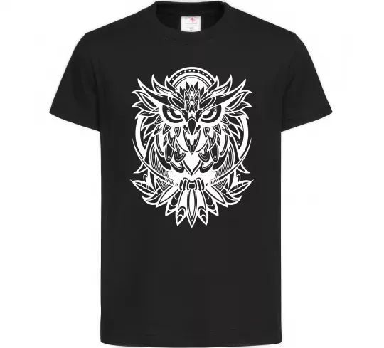 Дитяча футболка Сова орнамент Чорний фото