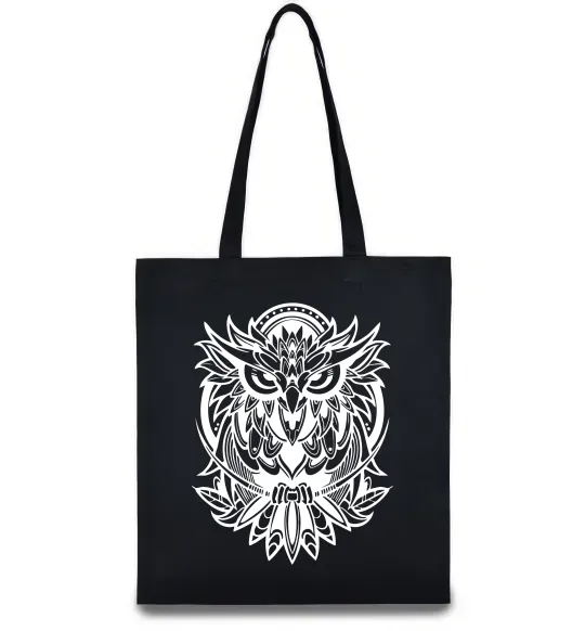 Еко-сумка Сова орнамент Чорний фото