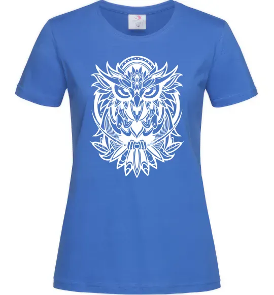 Жіноча футболка Сова орнамент Яскраво-синій фото