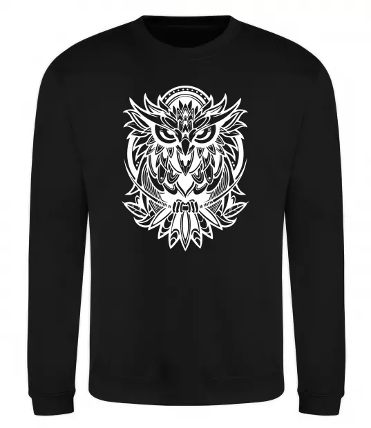 Свитшот Сова орнамент Черный фото