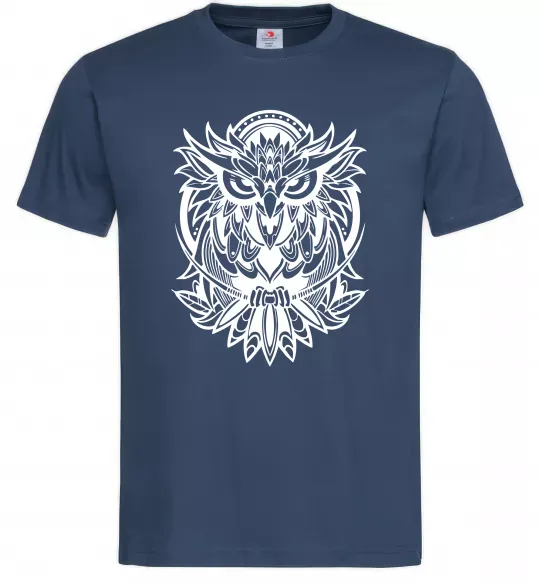 Мужская футболка Сова орнамент Темно-синий фото