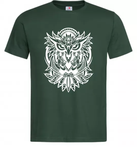 Мужская футболка Сова орнамент Темно-зеленый фото