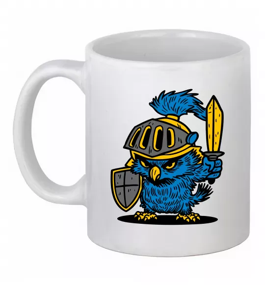 Чашка керамическая Сова в обладунках Белый фото