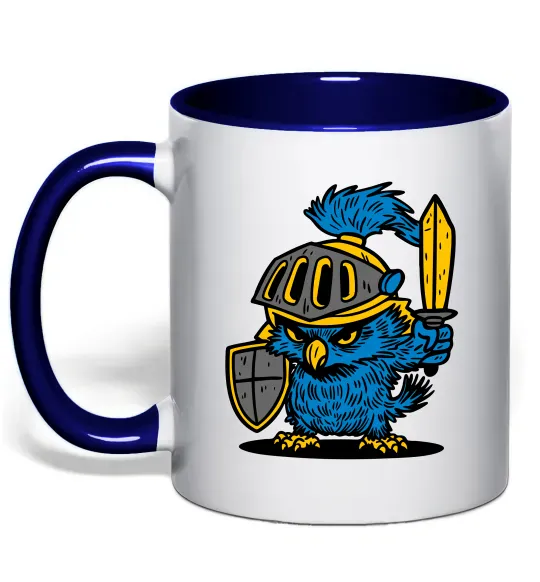 Чашка з кольоровою ручкою Сова в обладунках Глибокий темно-синій фото