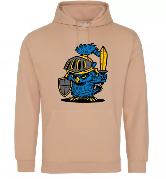 Мужская толстовка (худи) Сова в обладунках Песочный фото