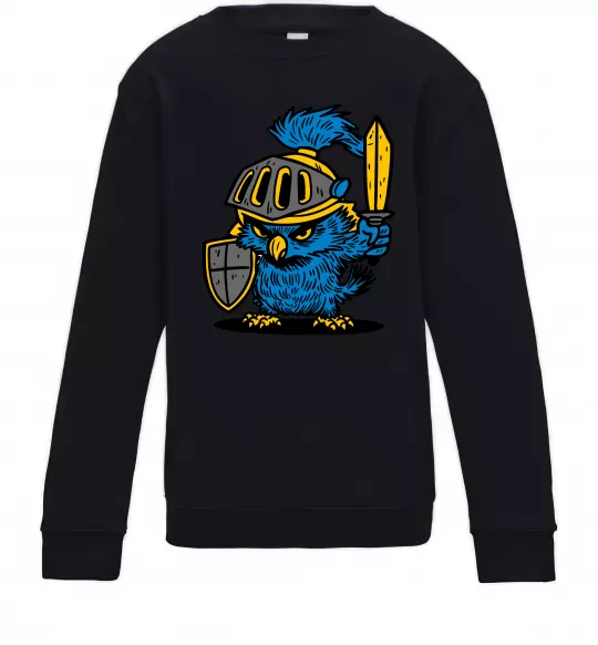 Детский Свитшот Сова в обладунках Черный фото