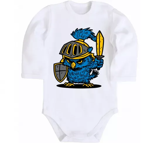 Дитячий бодік Сова в обладунках Білий фото