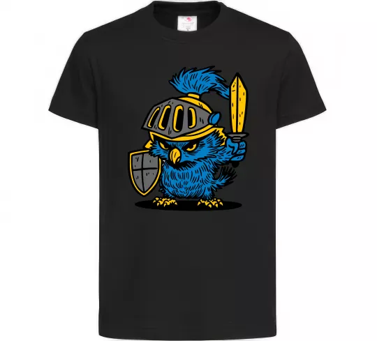 Детская футболка Сова в обладунках Черный фото