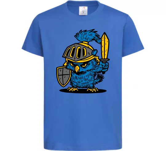 Детская футболка Сова в обладунках Ярко-синий фото
