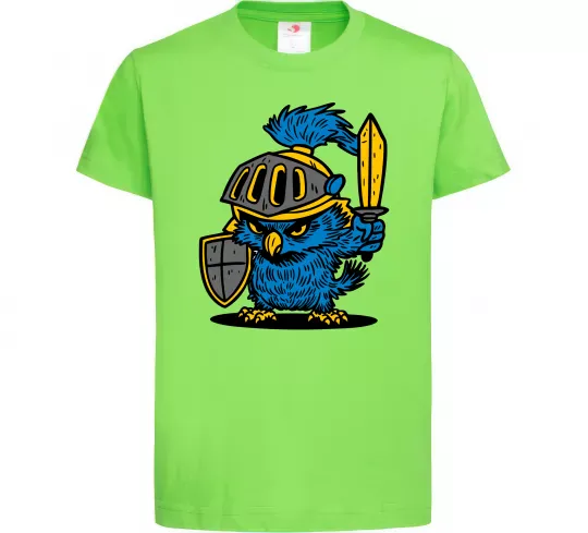 Детская футболка Сова в обладунках Лаймовый фото
