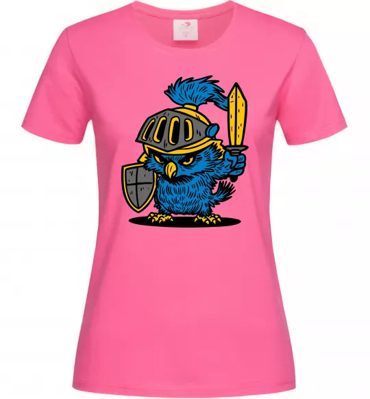 Женская футболка Сова в обладунках Ярко-розовый фото