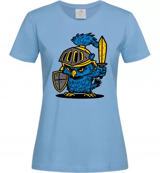 Женская футболка Сова в обладунках Голубой фото