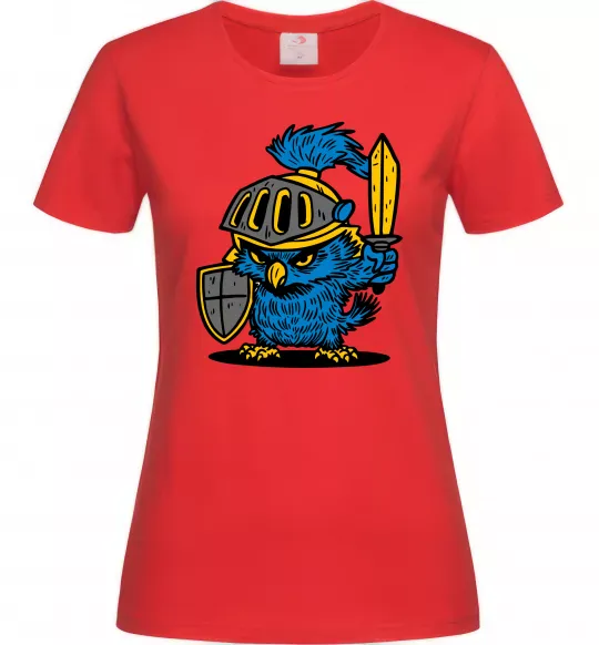 Женская футболка Сова в обладунках Красный фото