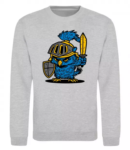 Свитшот Сова в обладунках Серый меланж фото