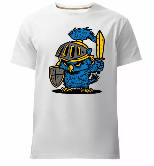 Мужская премиум футболка Сова в обладунках Белый фото