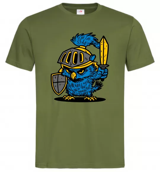 Мужская футболка Сова в обладунках Оливковый фото
