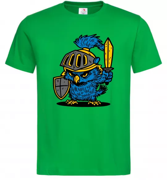 Мужская футболка Сова в обладунках Зеленый фото