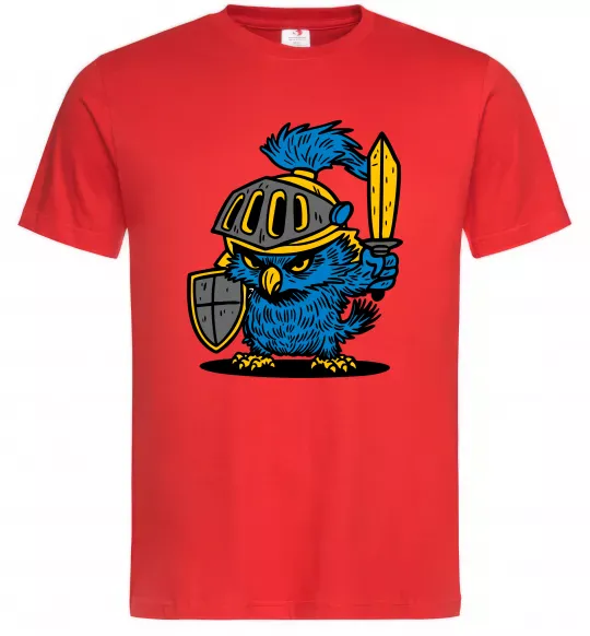 Мужская футболка Сова в обладунках Красный фото