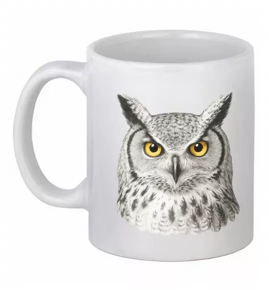 Чашка керамічна Сова погляд Білий фото