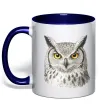 Чашка с цветной ручкой Сова погляд Глубокий темно-синий Чашка с цветной ручкой Сова погляд Глубокий темно-синий фото