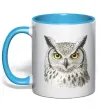 Чашка с цветной ручкой Сова погляд Голубой Чашка с цветной ручкой Сова погляд Голубой фото