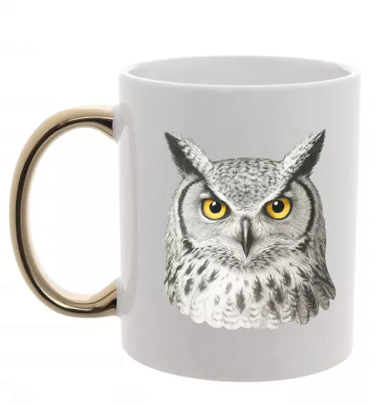 Чашка с цветной ручкой Сова погляд Золото фото