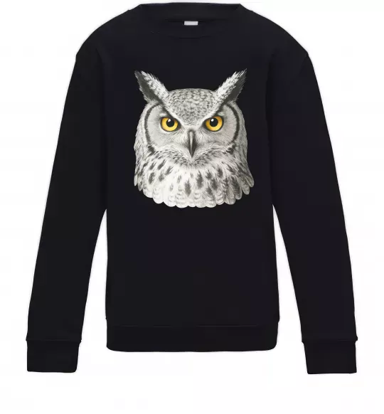 Детский Свитшот Сова погляд Черный фото