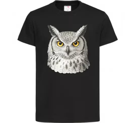 Дитяча футболка Сова погляд Чорний фото