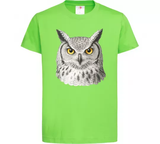 Дитяча футболка Сова погляд Лаймовий фото