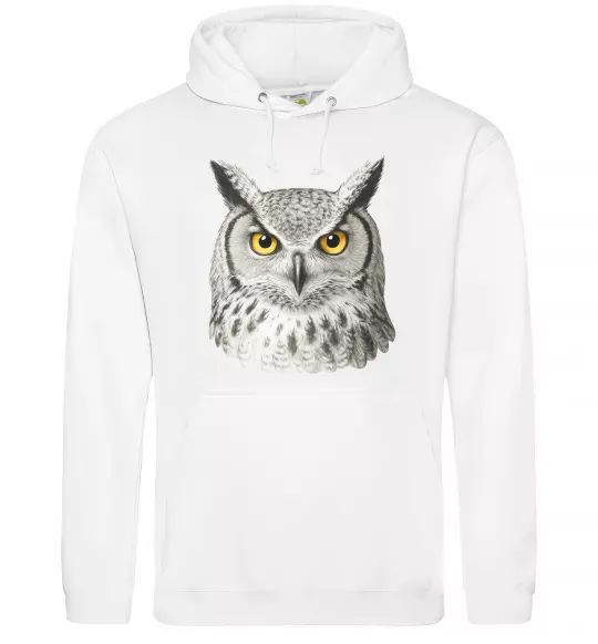 Мужская толстовка (худи) Сова погляд Белый фото