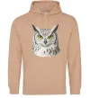 Мужская толстовка (худи) Сова погляд Песочный фото