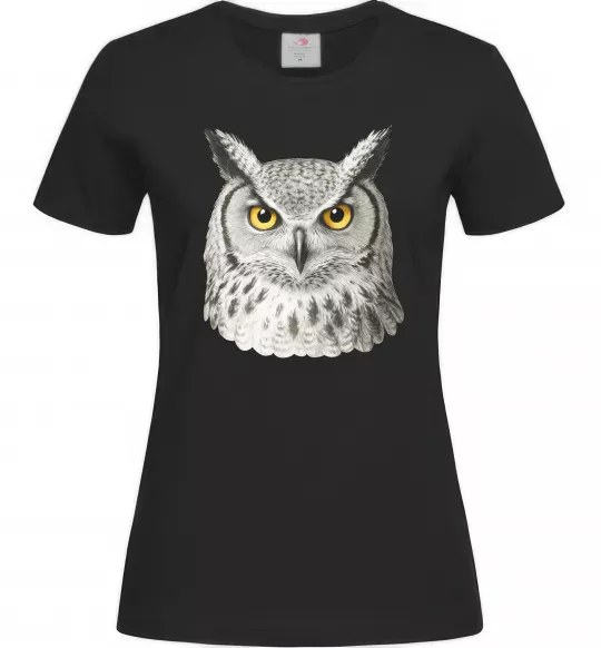 Жіноча футболка Сова погляд Чорний фото