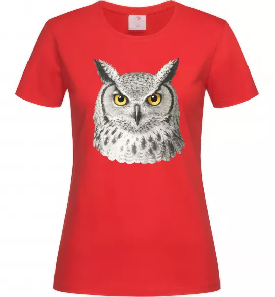 Жіноча футболка Сова погляд Червоний фото