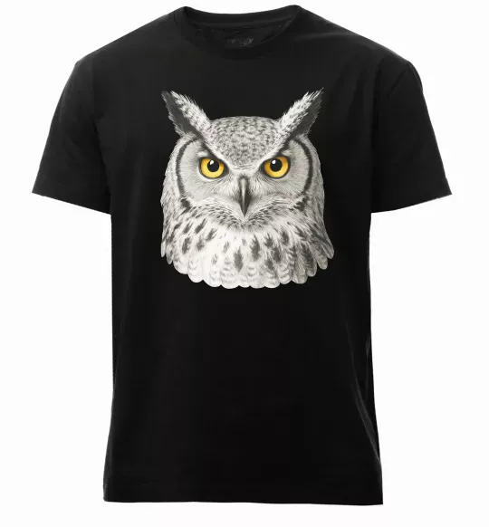 Мужская премиум футболка Сова погляд Черный фото